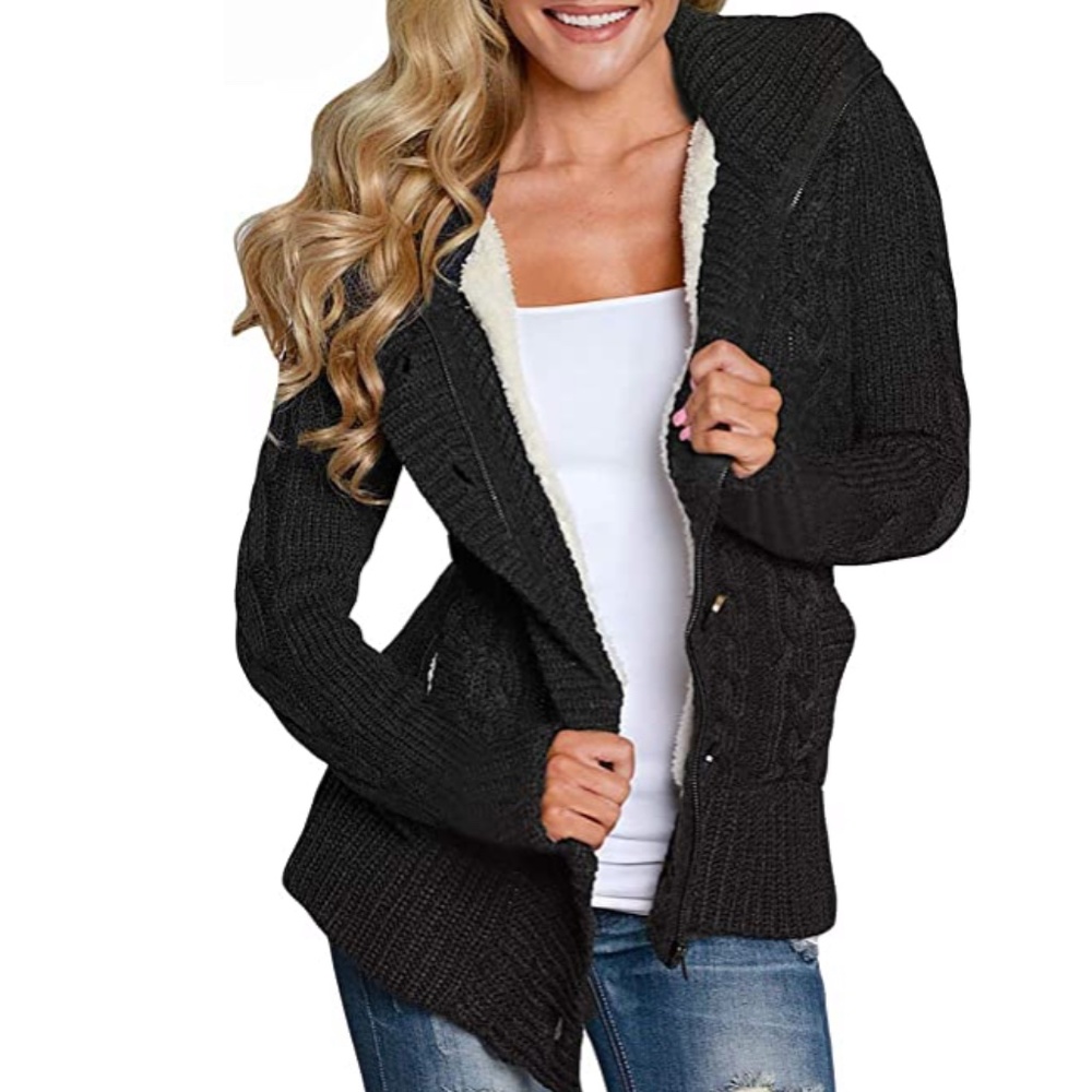 NWOT Sidefeel Hooded Knit Cardigan Sweater Coat